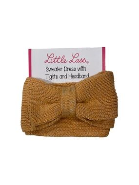 Little Lass Metallic Gold Knit Bow Headwrap